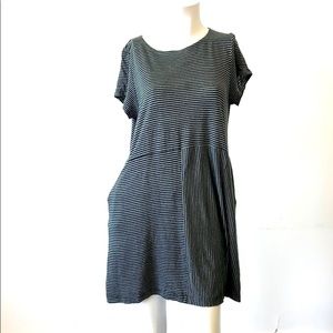 Eileen Fisher medium green and black striped dress